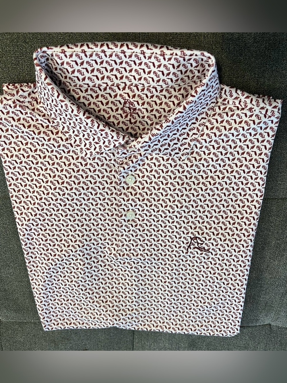 Florida State Seminoles Rhoback Shirt Sz XL Red FSU All Over Print Polo Golf